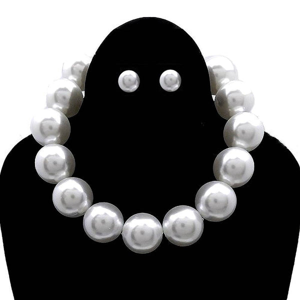 Bold Faux Metal or Pearls Collar Set