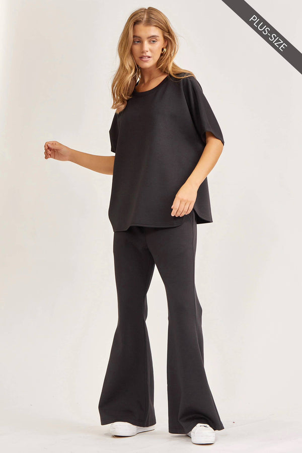 PLUS SIZE Poncho Top + Bell Bottom Modal Set TRVSET-PARISP