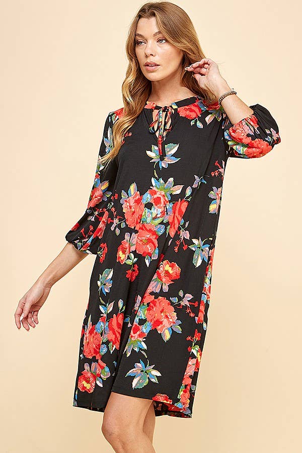SD21075-2947- WOMEN MULTI COLOR PRETTY TIE MIDI DRESS