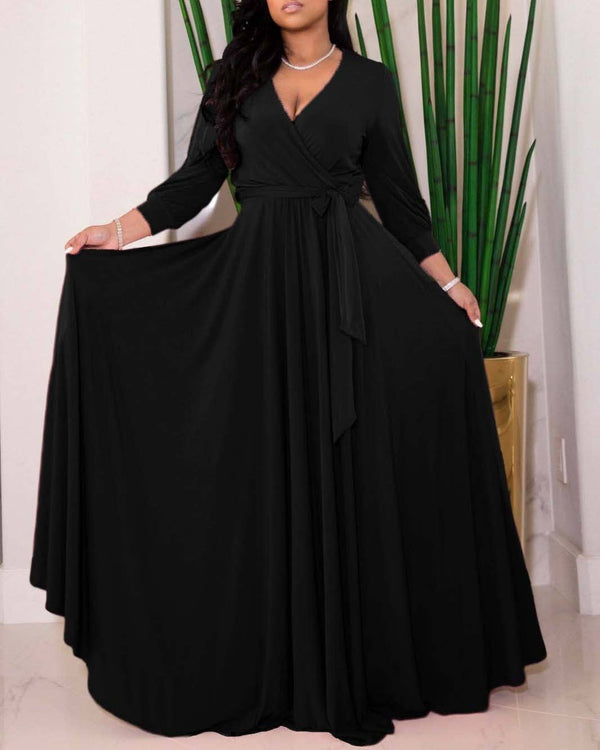 Waist-Cinching Floor Maxi Dress
