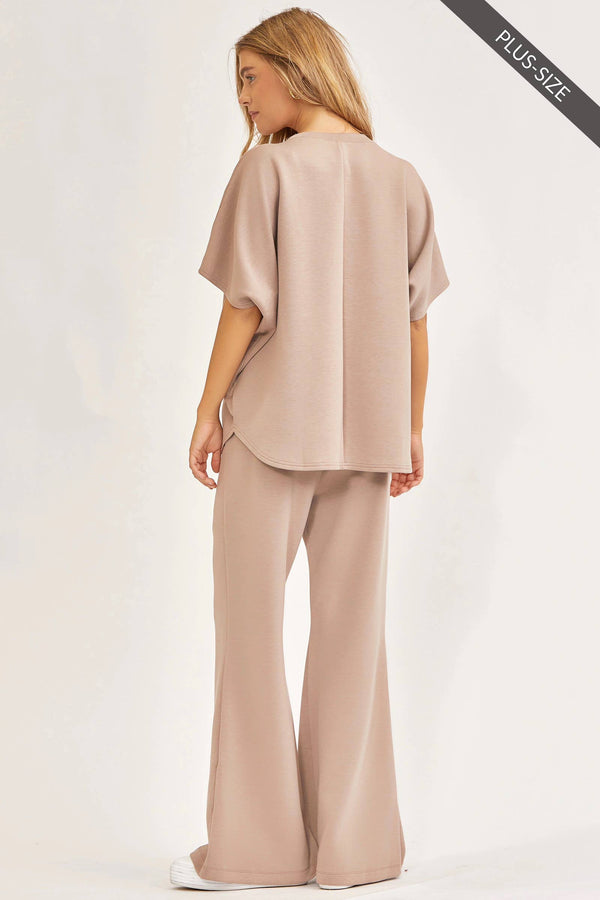 PLUS SIZE Poncho Top + Bell Bottom Modal Set TRVSET-PARISP