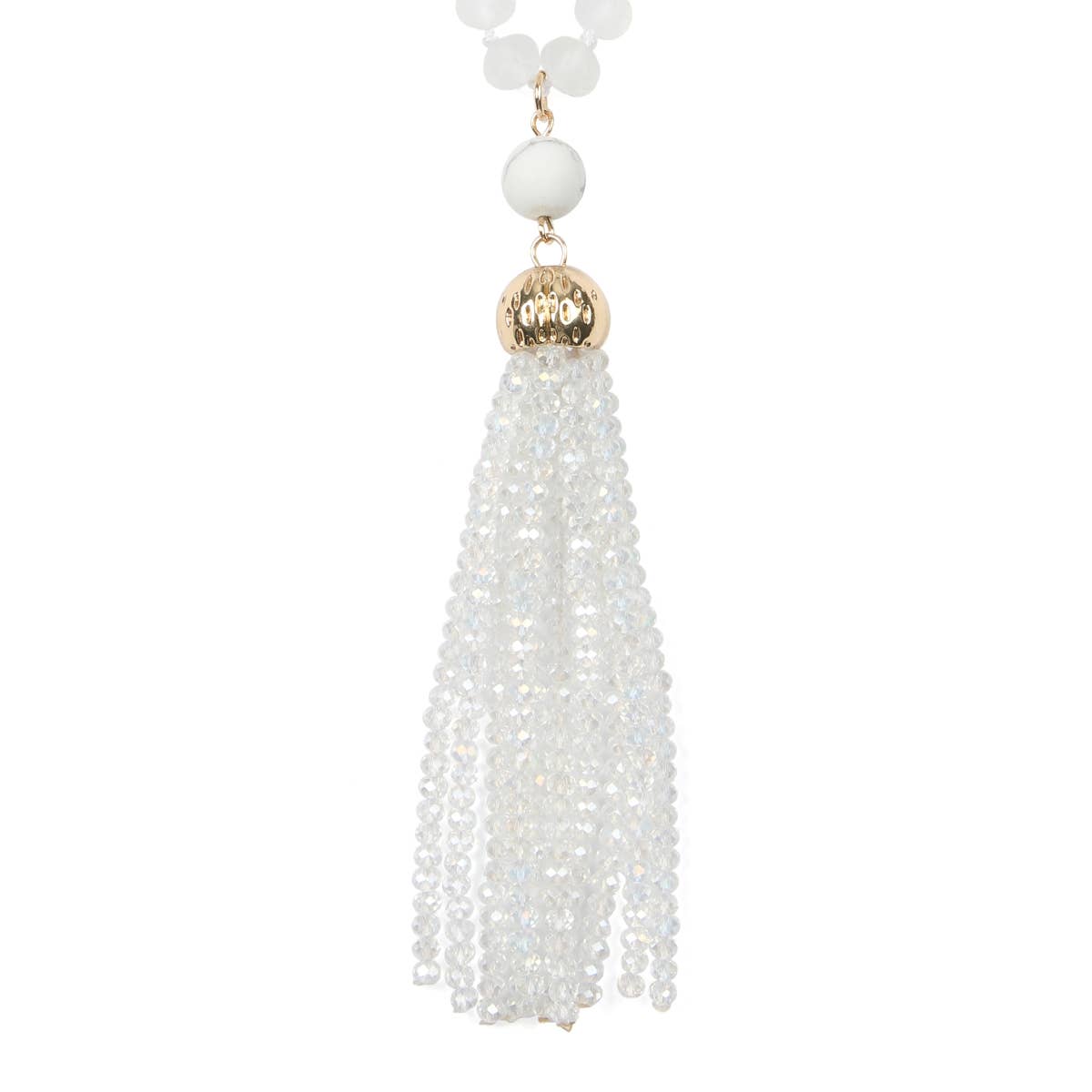 Rondelle Tassel Pendant With Polycord Necklace
