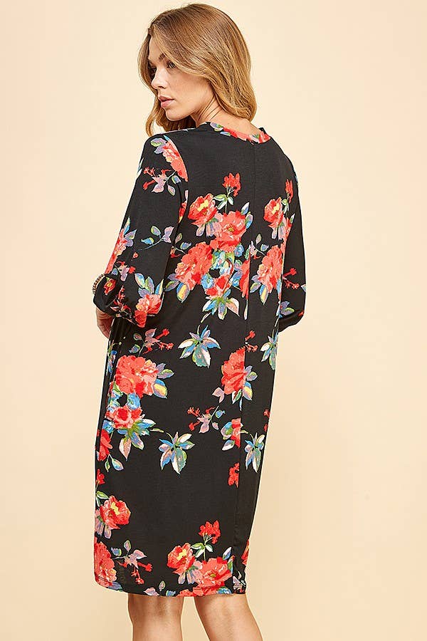 SD21075-2947- WOMEN MULTI COLOR PRETTY TIE MIDI DRESS