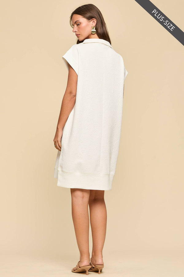 PLUS SIZE Half-Zip Jacquard Dress w/ Pockets