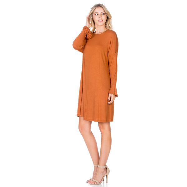 ADS-8260RS Ruffle Long Sleeve Midi Dress