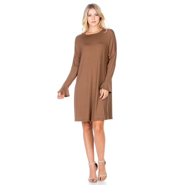 ADS-8260RS Ruffle Long Sleeve Midi Dress