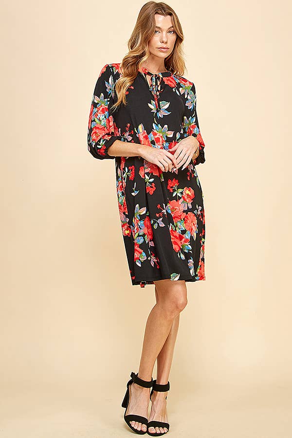 SD21075-2947- WOMEN MULTI COLOR PRETTY TIE MIDI DRESS