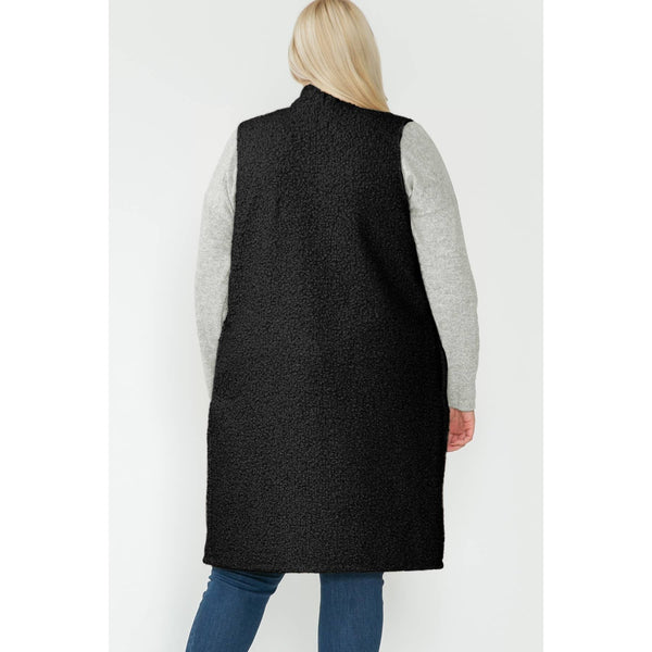 Plus Size Boucle Maxi Long Vest: 3X / BLACK