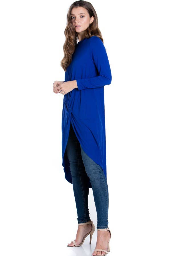 ATP-2302RS Front Knot Long Sleeve High Low Top