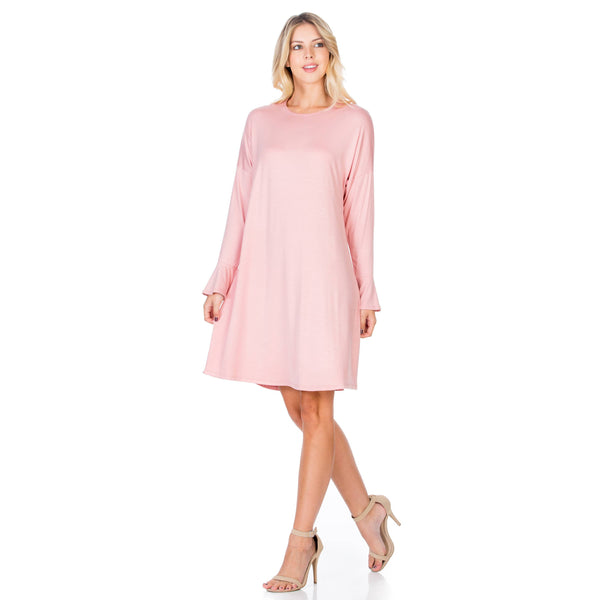 ADS-8260RS Ruffle Long Sleeve Midi Dress