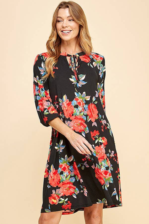 SD21075-2947- WOMEN MULTI COLOR PRETTY TIE MIDI DRESS