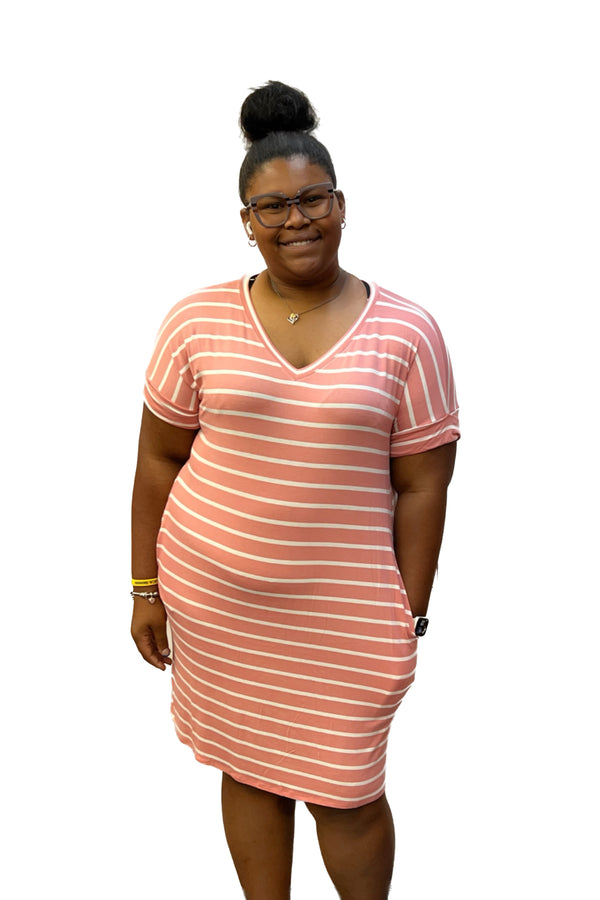 Zenana Striped Lounge Dresses - Plus Size