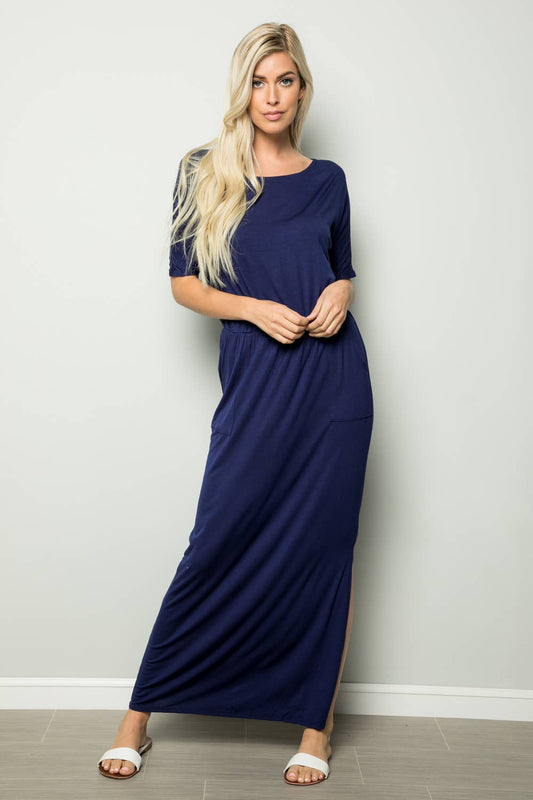 CD43416-PL - Versatile Maxi Dress with Elastic Waist