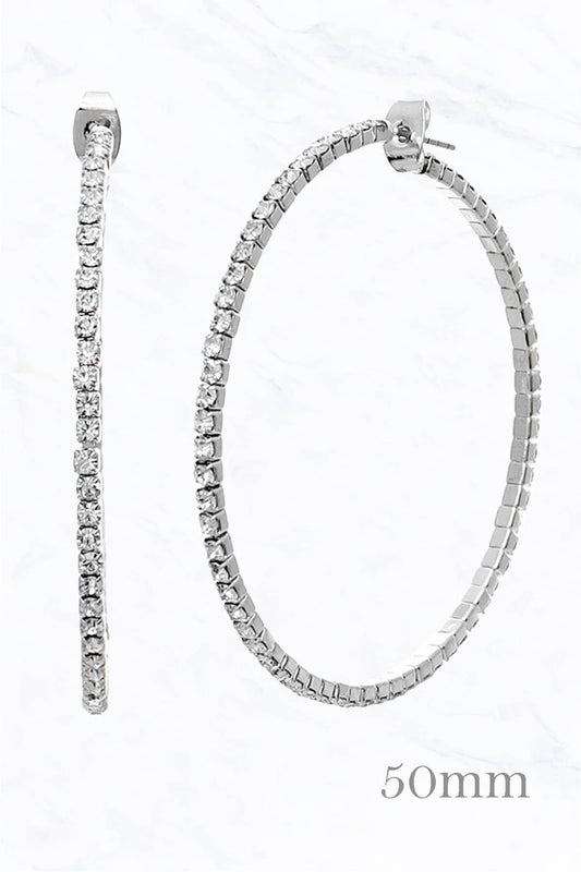 50MM Memory Wire with Rhinestone Hoop Earrings