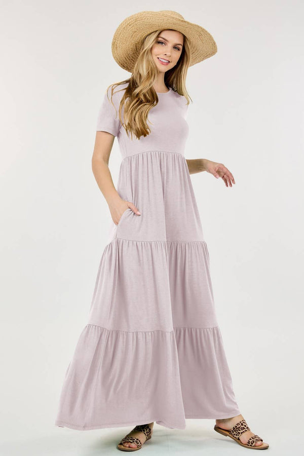 ROUND-NECK SOLID MAXI DRESS