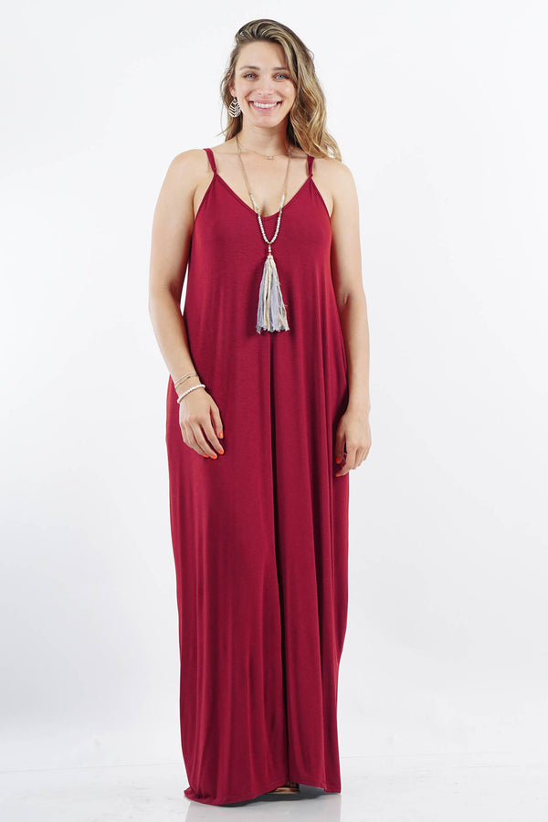 PLUS V-NECK CAMI MAXI DRESS