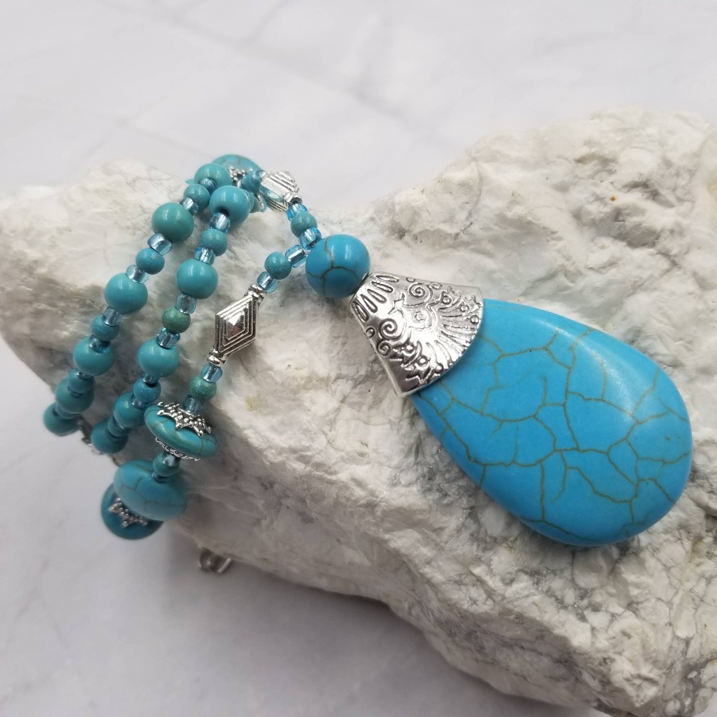 Boho Turquoise Pendant Necklace