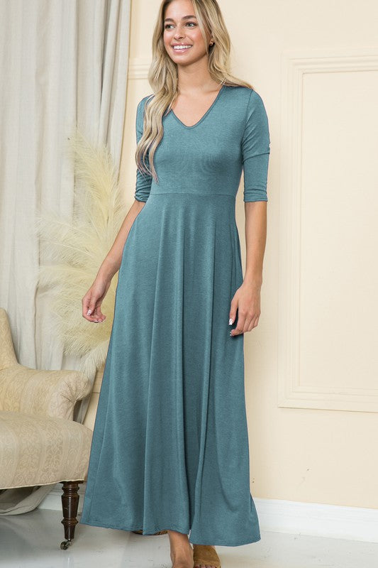 Solid Empire Waist Maxi Dress