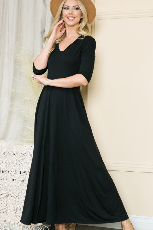 Solid Empire Waist Maxi Dress