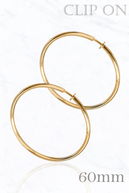 Suzie Q USA - 60MM, 45MM Hypoallergenic Clip On Hoop Earrings