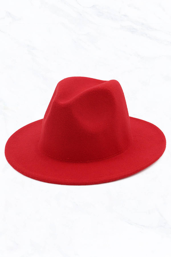 Retro Flat Fedora Hat: Red